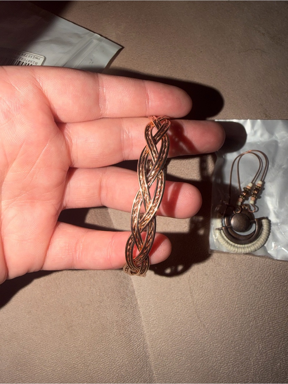 Braided Copper Tone Women's Bangle Bracelet
